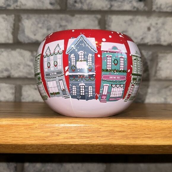 teleflora Red White Multicolored Christmas Shops Gift Ceramic Planter Pot - Picture 3 of 6